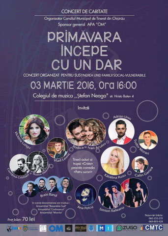 Concert de caritate PRIMĂVARA ÎNCEPE CU UN DAR
